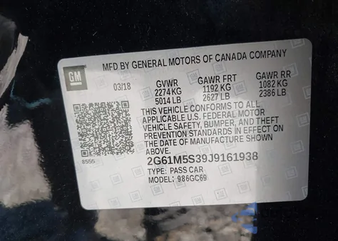 2018 Cadillac Xts Luxury z USA, uszkodzony, nr VIN 2G61M5S39J9161938